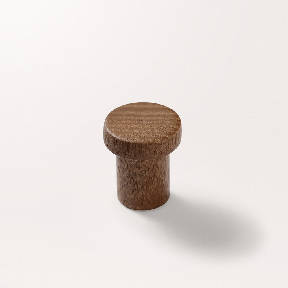 DCXウッドノブ Checkered WOOD KNOB Lilian 20Ø Walnut finish - Knob in ash wood