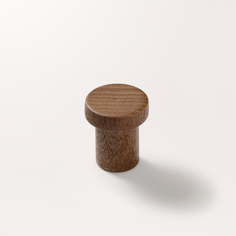 DCXウッドノブ Checkered WOOD KNOB Lilian 20Ø Walnut finish - Knob in ash wood