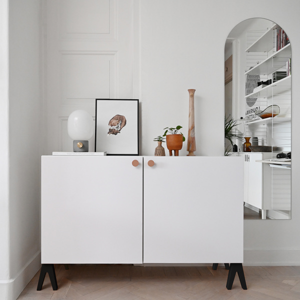 Hillevi 170 White - Furniture leg in ash wood